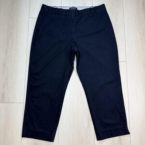 Talbots Women's Curvy Black Chino Pants Size 16 Cotton Stretch Ankle Casual‎
